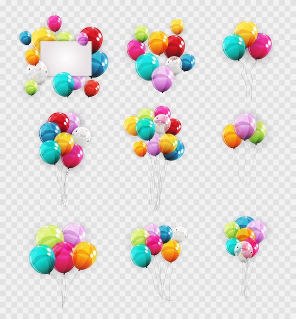 Group of colour glossy helium