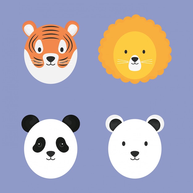 Group of cute animals characters