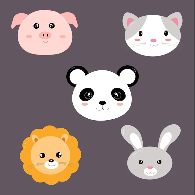 Group of cute animals vector art stock