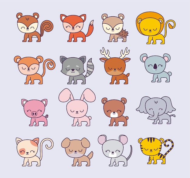 かわいい動物のグループ