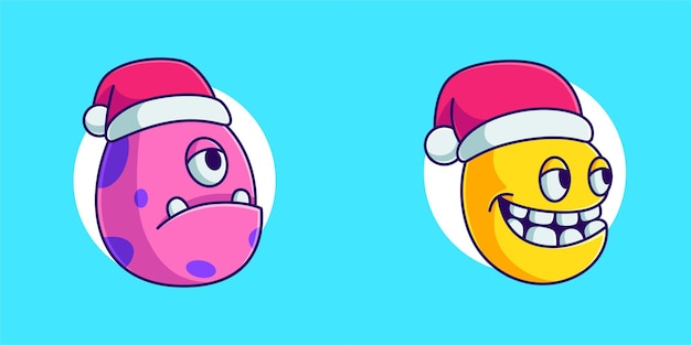 かわいいクリスマスモンスターのグループベクトルイラストモンスターキャラクター漫画フラットデザイン