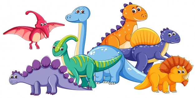 Group of cute dinosaur