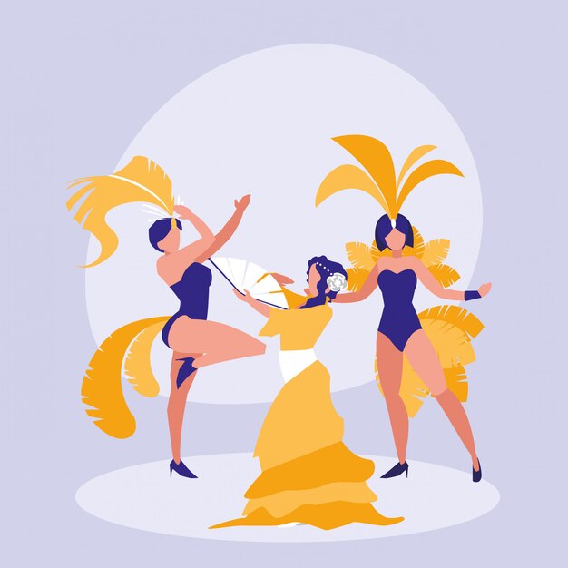 Group of dancers women isolated icon