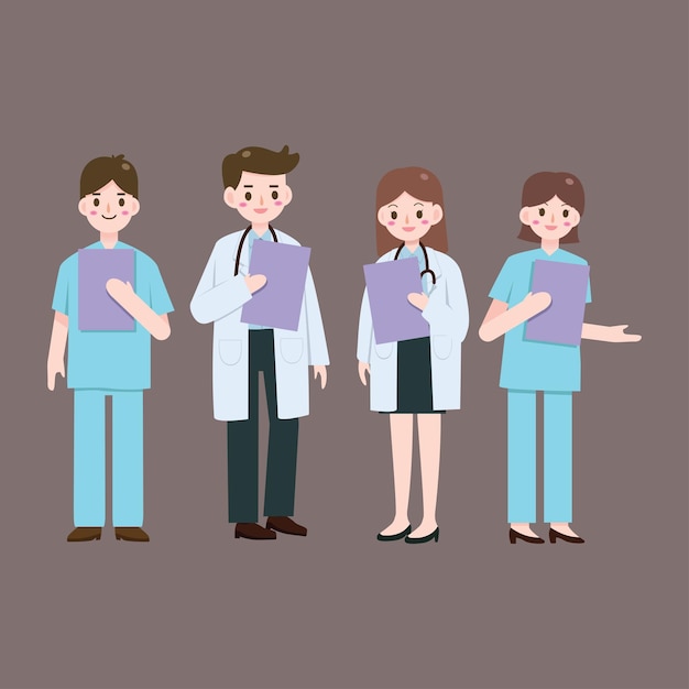 Group of doctors and nurses flat design