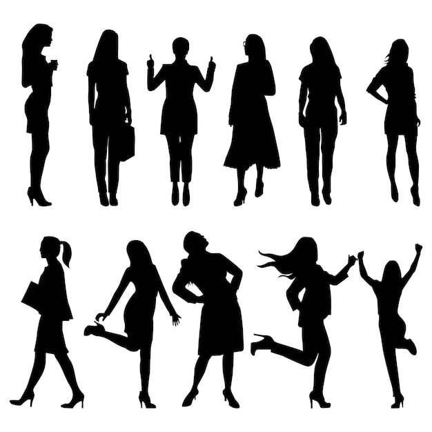 Group of executive women silhouette