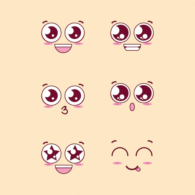 Vector group of faces emoticons characters