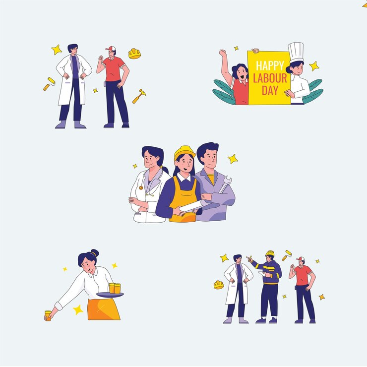 Group of Factory Workers Vector Flat Illustration