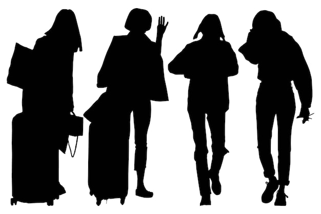 Group of the Fashion Business Silhouette Woman