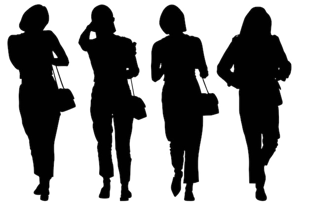 Group of Fashion Model Business Girls Silhouettes