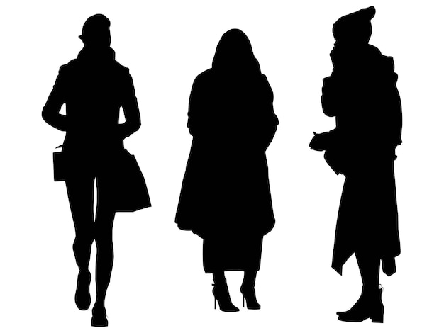 Group of fashion model business girls silhouettes