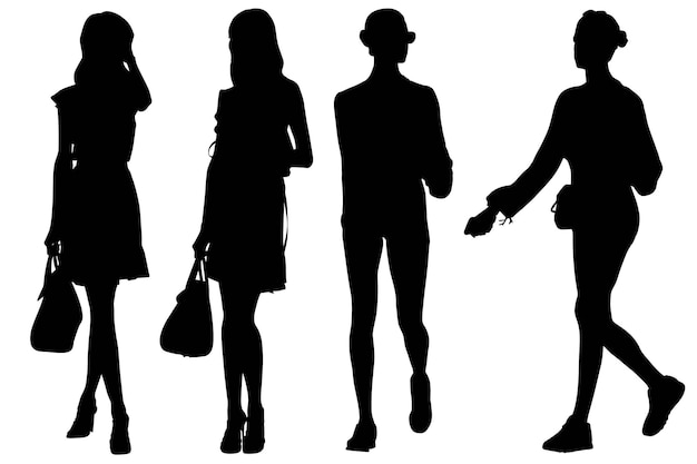 Group of Fashion Model Business Grils Silhouettes