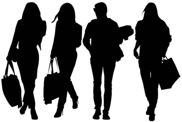 Group of Fashion Model Business Grils Silhouettes