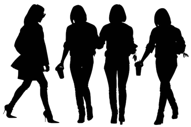 Gruppo di sagome della ragazza del modello di moda