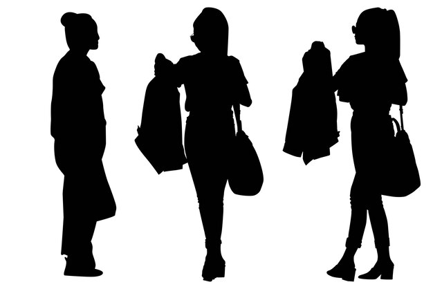 Group of the Fashionable Business silhouette Girls with a bag