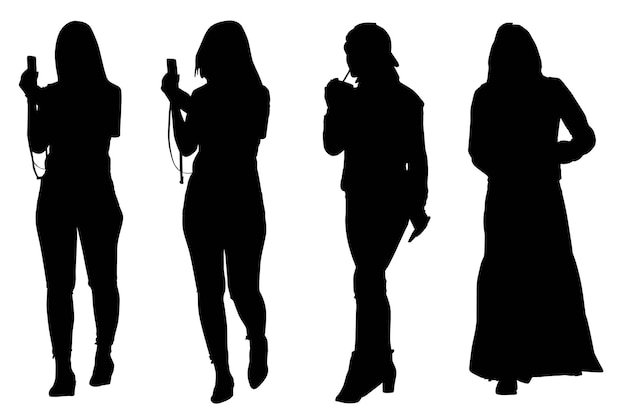 Group of the Fashionable Business silhouette Girls