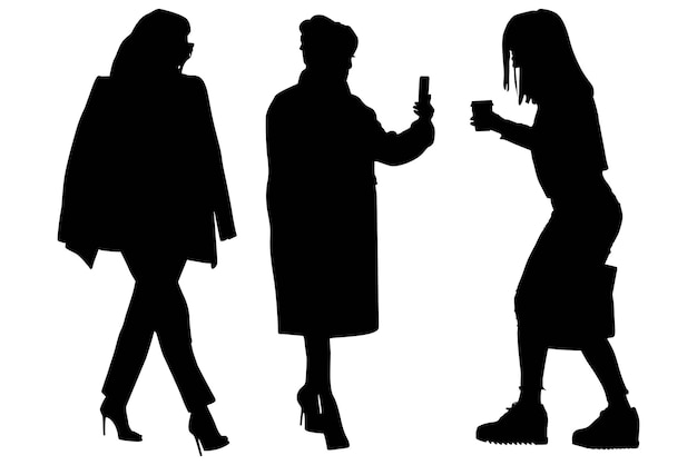 Group of the Fashionable Business silhouette Girls