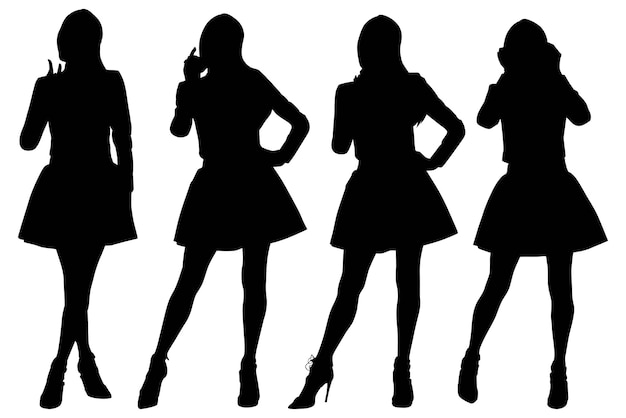 Group of the Fashionable Business silhouette Girls