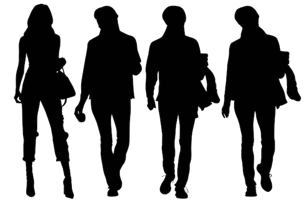 Group of the Fashionable Business silhouette Girls