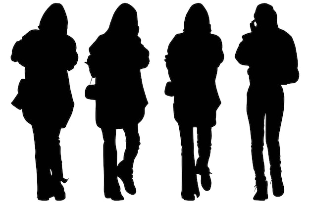 Group of the Fashionable Business silhouette Girls