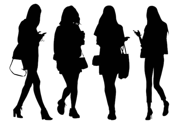 Group of the Fashionable Business silhouette Girls