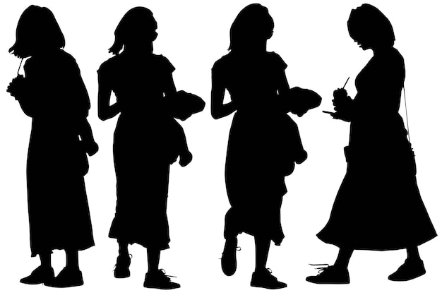 Vector group of the fashionable business silhouette girls