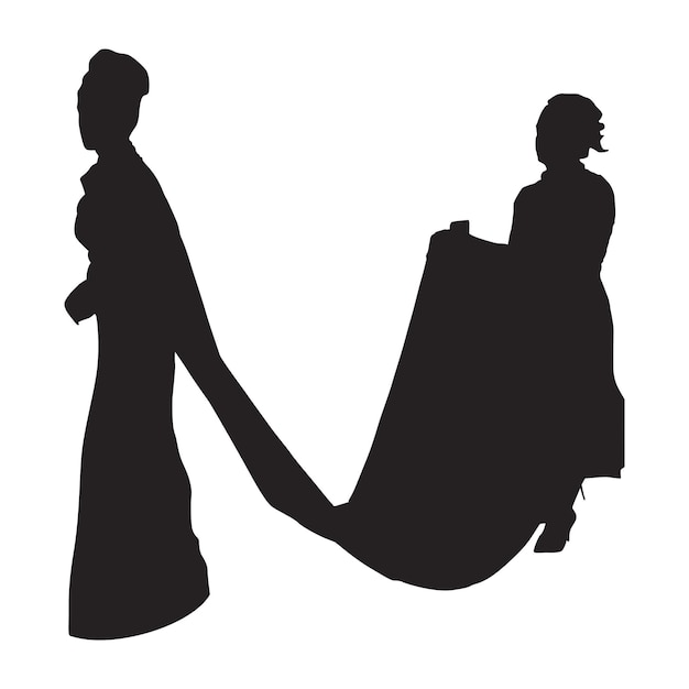 Vector group of fashionable silhouette girls