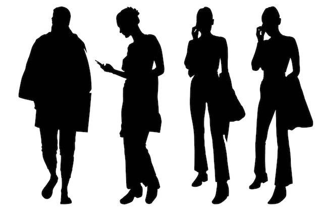 Group of the fashionable silhouette girls