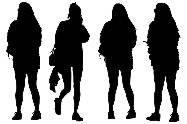 Group of Fashionable Silhouette Girls