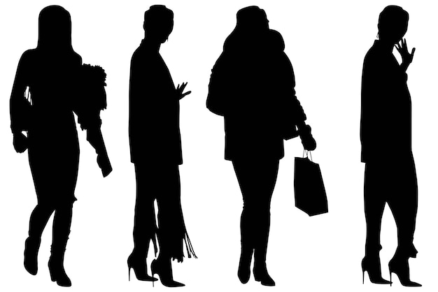 Vector group of the fashionable silhouette girls