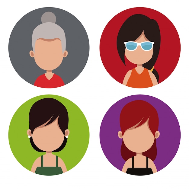 Vector group female people different