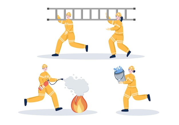 Группа пожарных иллюстрации