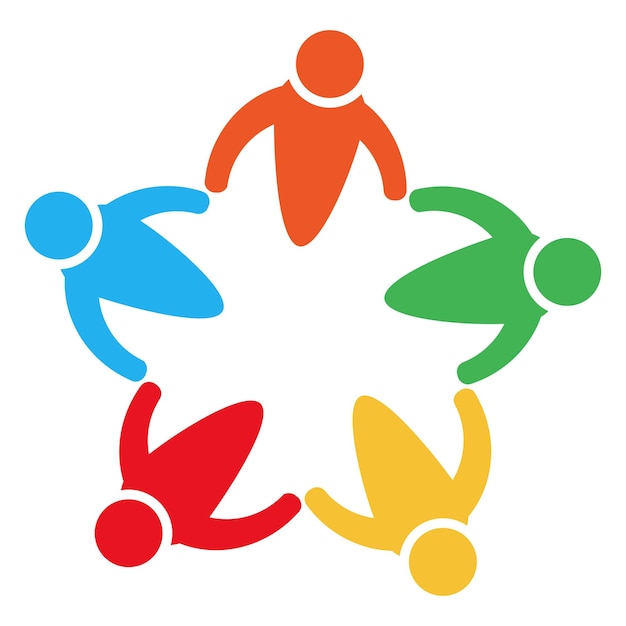 Premium Vector | Group of five people in a circleteamwork meetingpeople ...