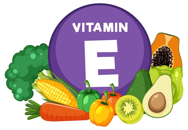 Gruppo di alimenti frutta e verdura ricchi di vitamina e
