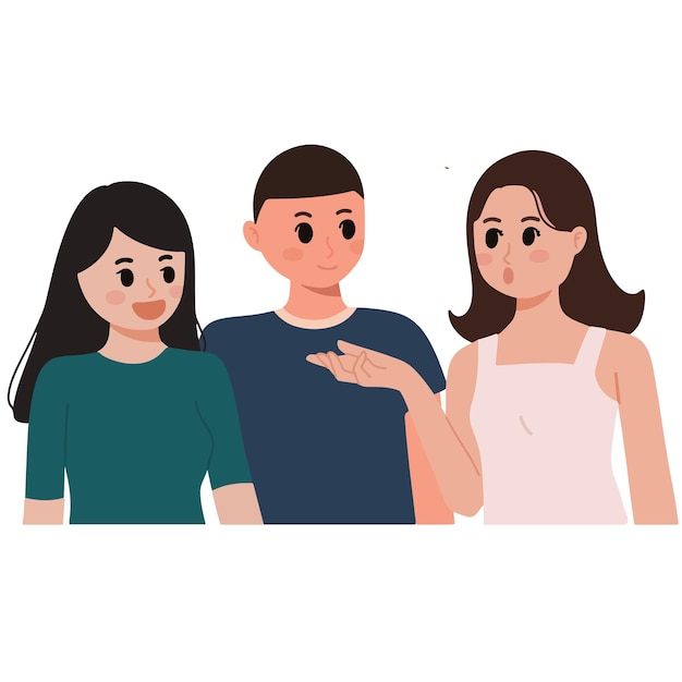 A group of friend man and woman talking to each other gossip illustration