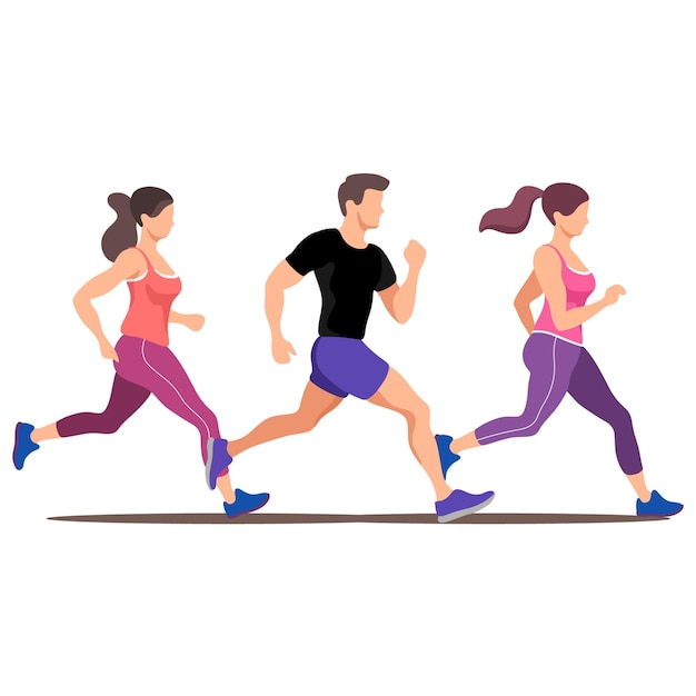 Group of friends running together
