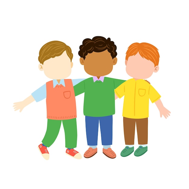 Vector group of friends with diversity skin tone