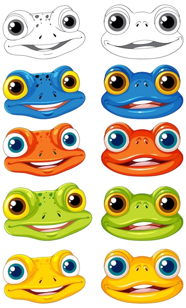 Group of Frog Faces
