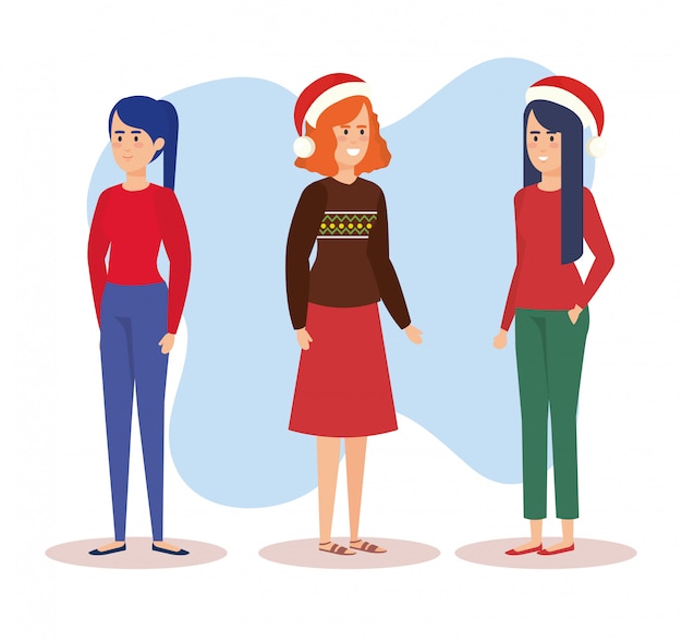Group of girls with december clothes