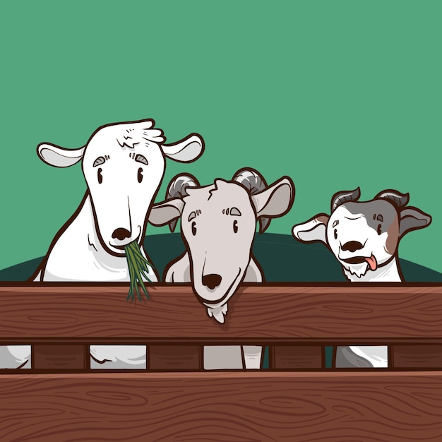 Vector group of goats illustration cartoon vector