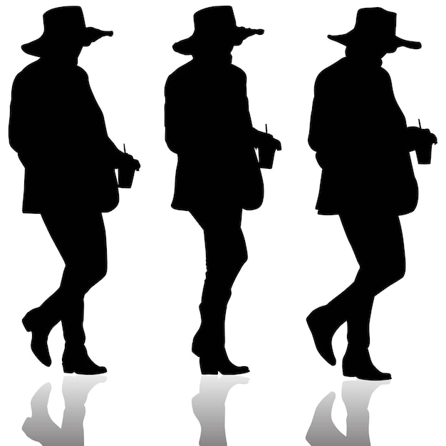 Group of Grils Silhouettes with juice bottle