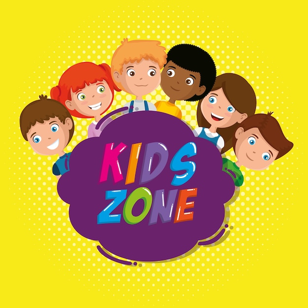 group of happy kids zone characters
