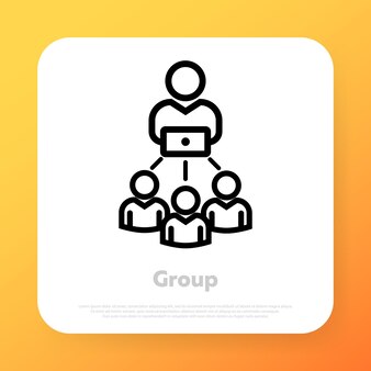 Icona del gruppo. concetto di lavoro di squadra. icona di gestione. icona della linea vettoriale per affari e pubblicità