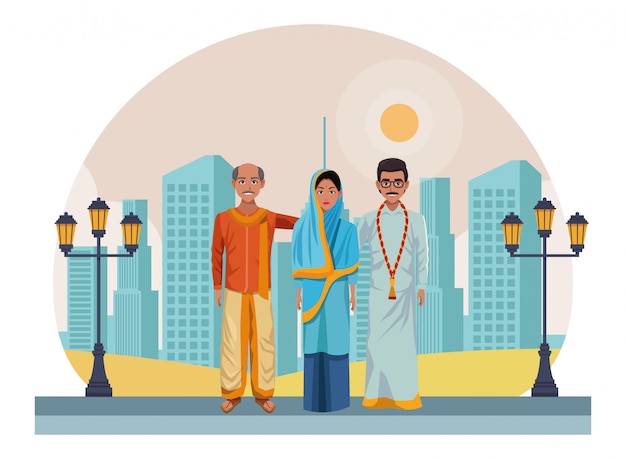 Vector group of indian people avatar