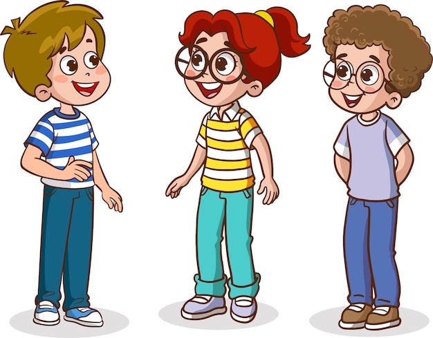 group of kids chatting vector illustration