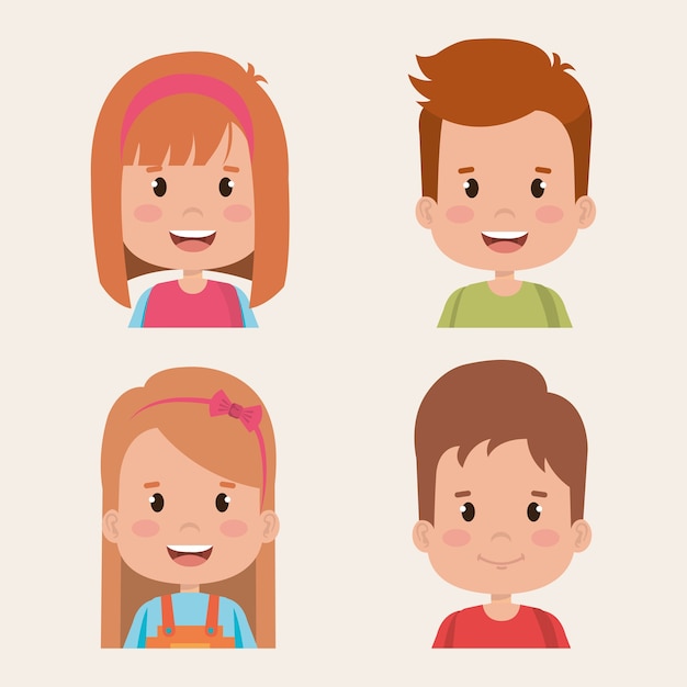子供のグループの小さなキャラクター