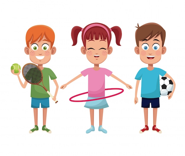 Group kids sport active