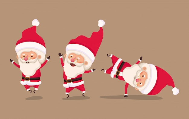 group of little santa claus characters