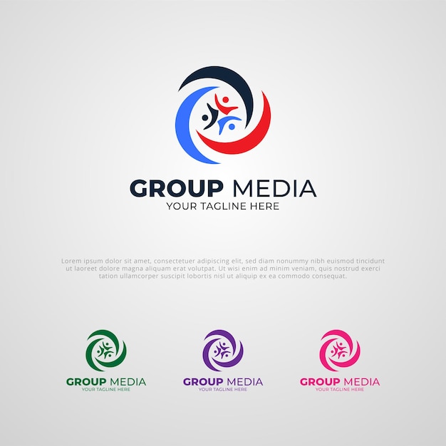 Group media brand or company logo design template