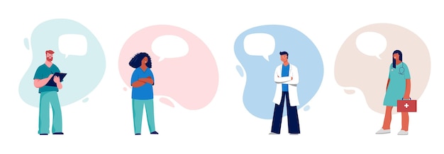 group of medical professionals on a white