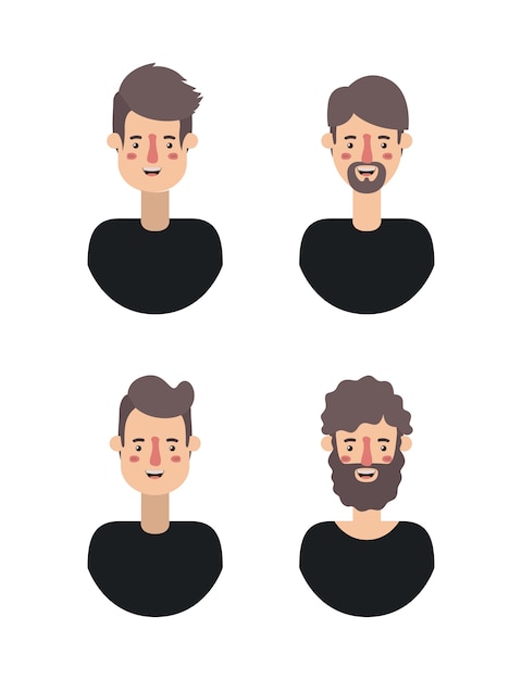 group of men retro styles characters